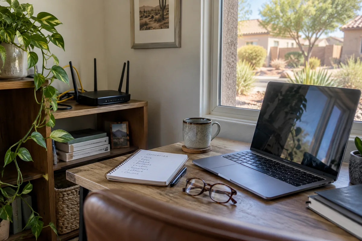 A private home network and laptop in a Nevada home office
