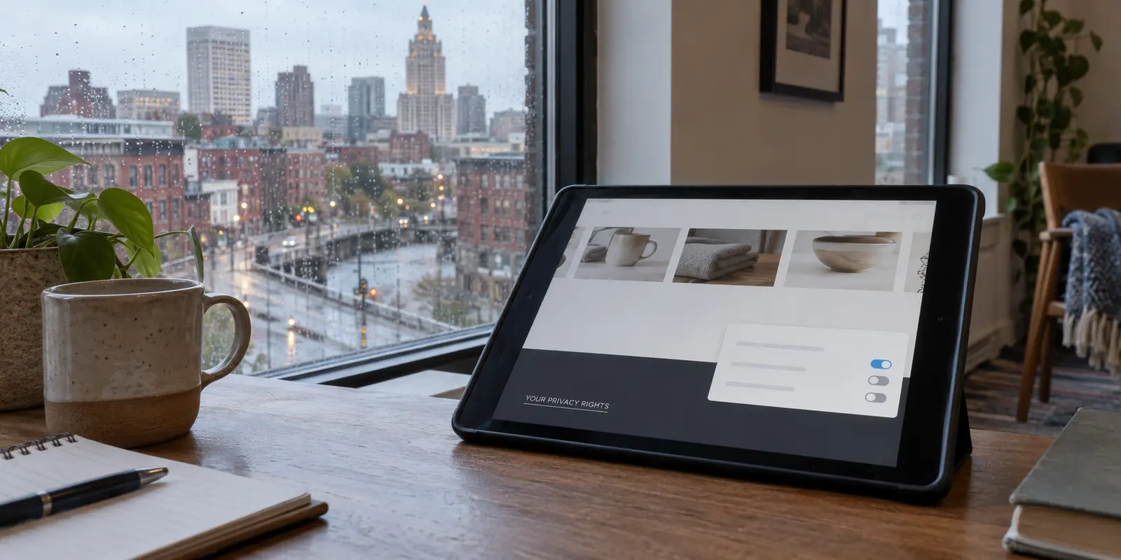 A Providence resident opens a website's privacy-rights controls.