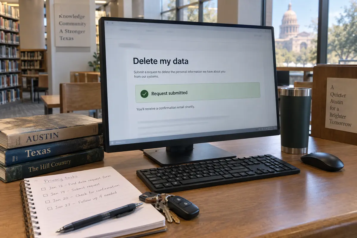 A Texas resident’s online request to delete personal data has been submitted at an Austin library