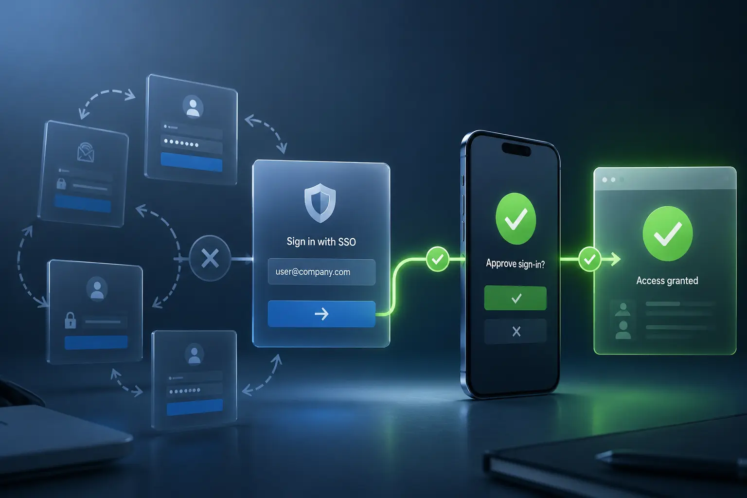 Company SSO approval resolving into one access route