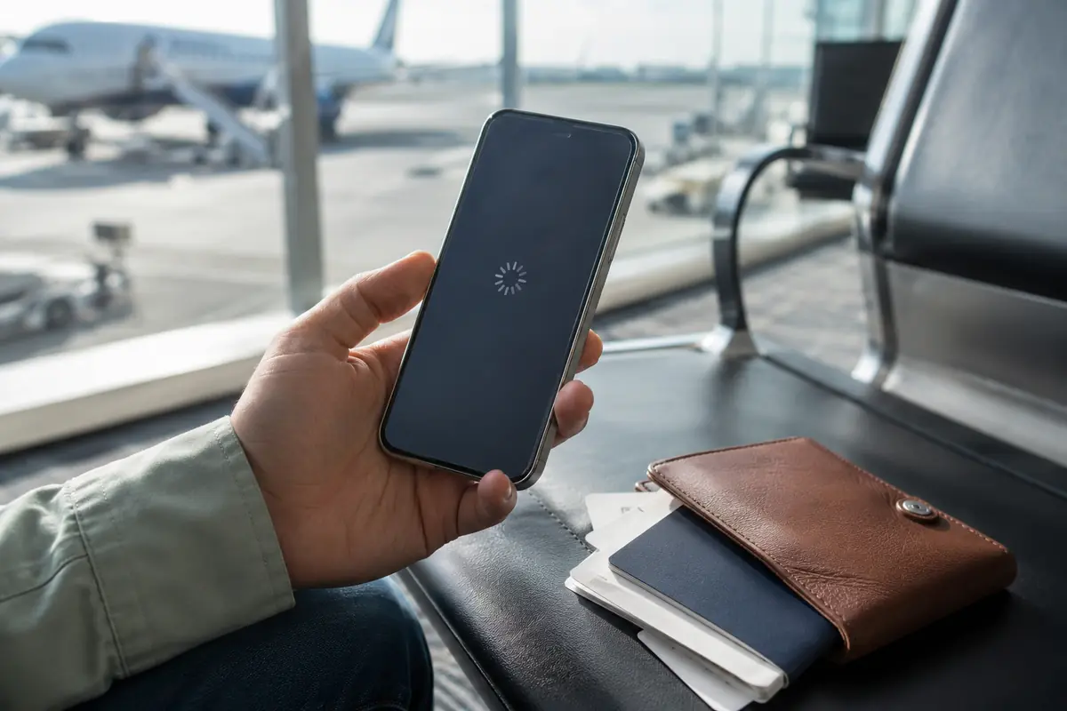 A phone and wireless router illustrating the change from Wi-Fi to mobile data