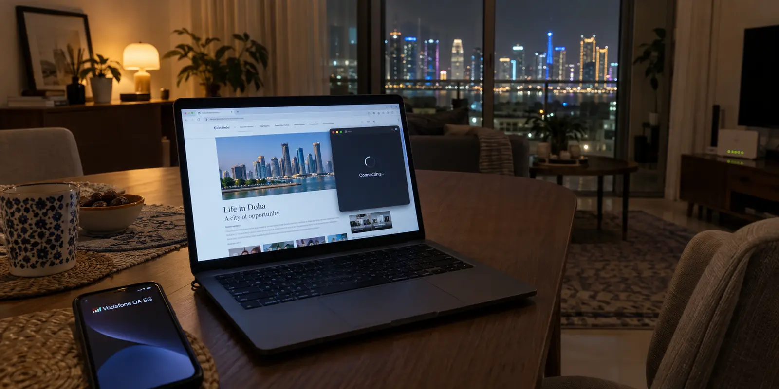 A VPN stuck on Connecting while ordinary internet works over Vodafone Qatar 5G