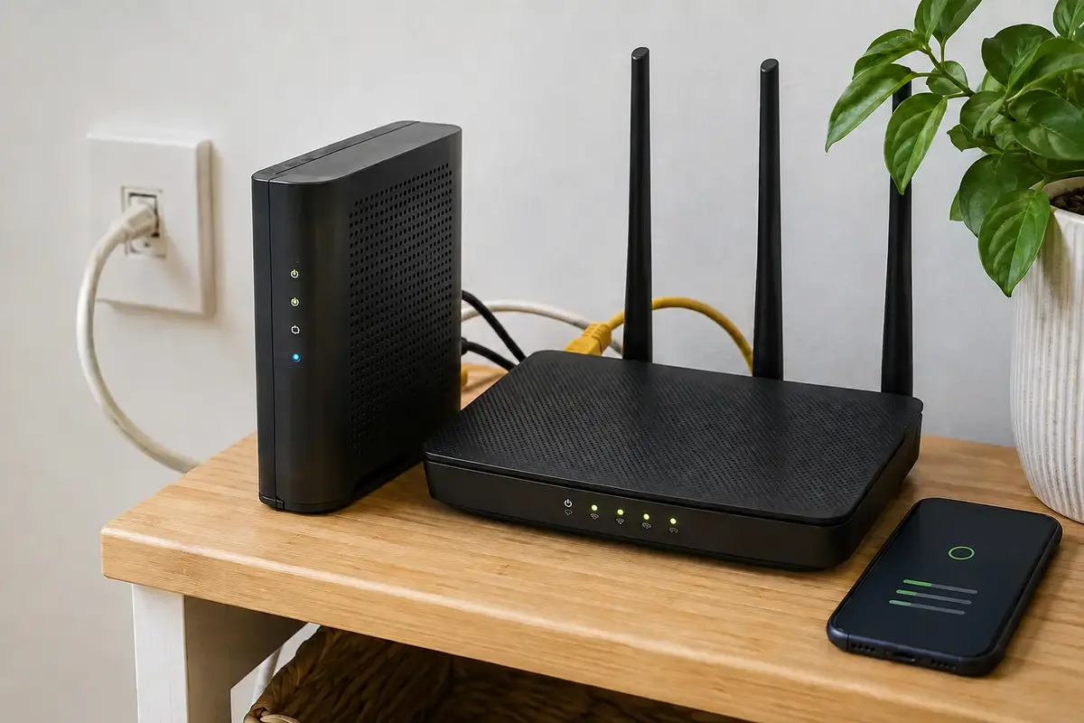 Residential modem and router carrying an encrypted phone connection